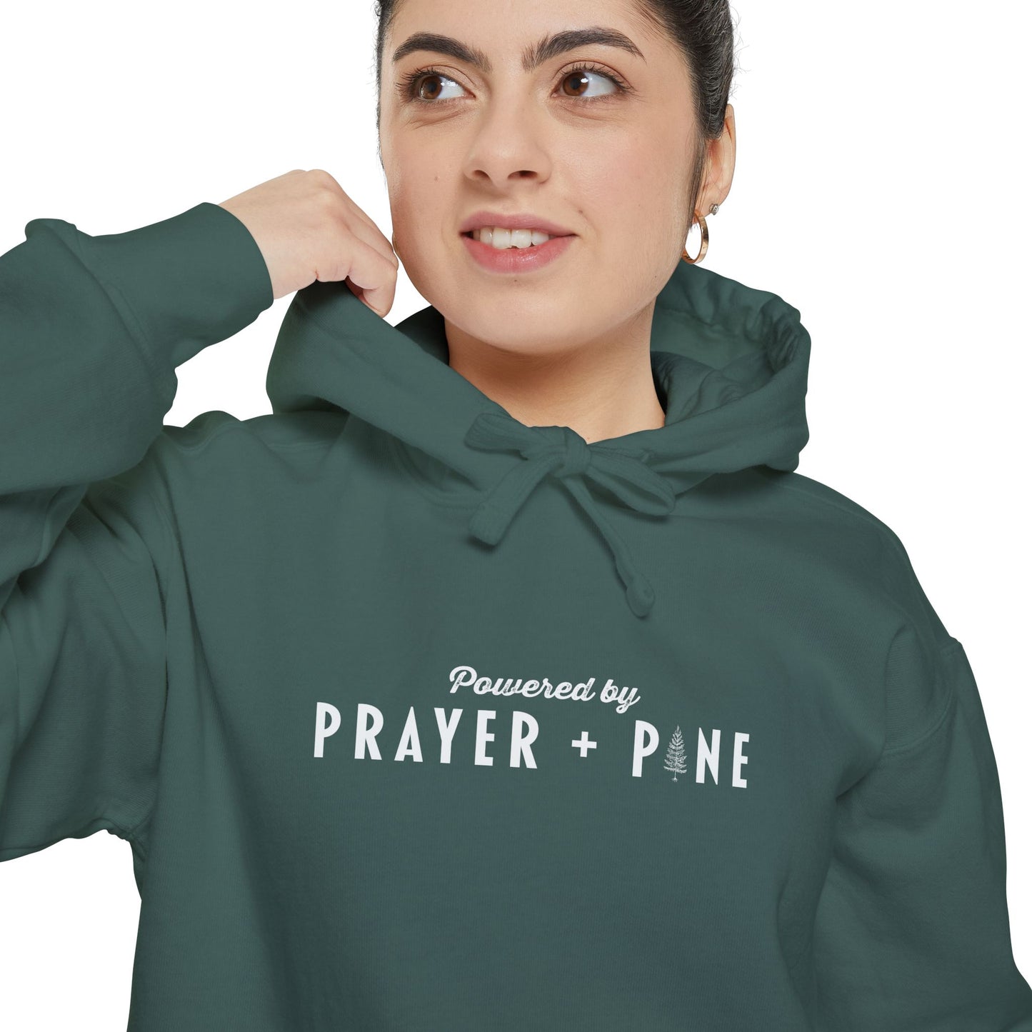 Powered By - Prayer + Pine - Christian Hoodie
