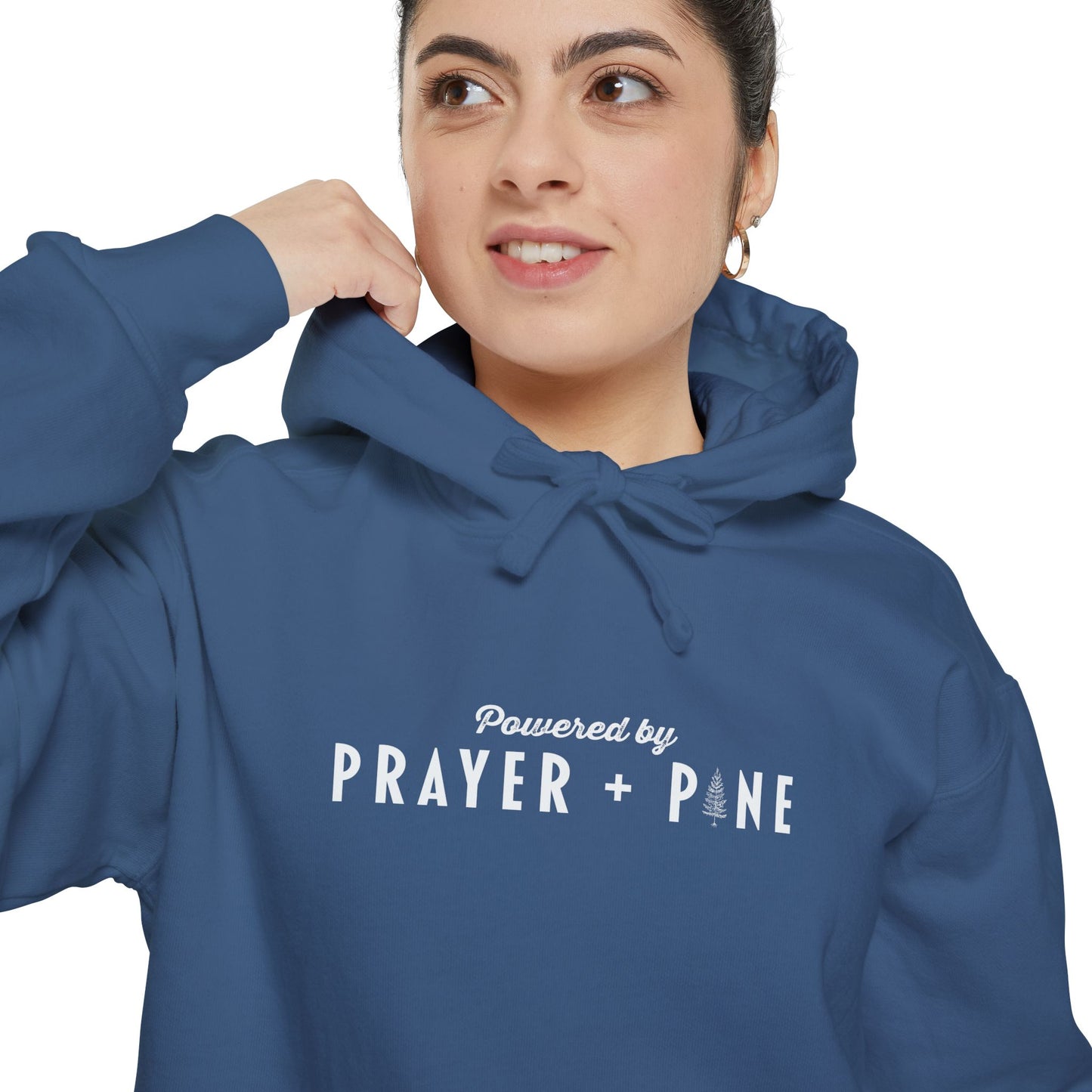 Powered By - Prayer + Pine - Christian Hoodie