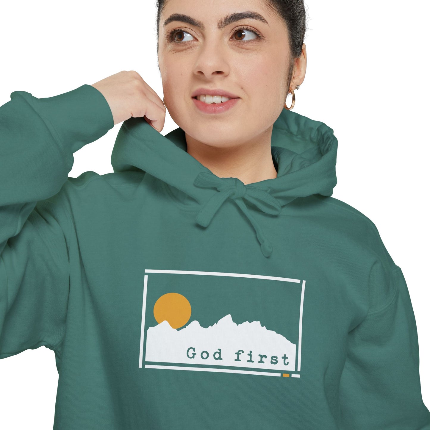 Grand Teton National Park - God First - Christian Hoodie