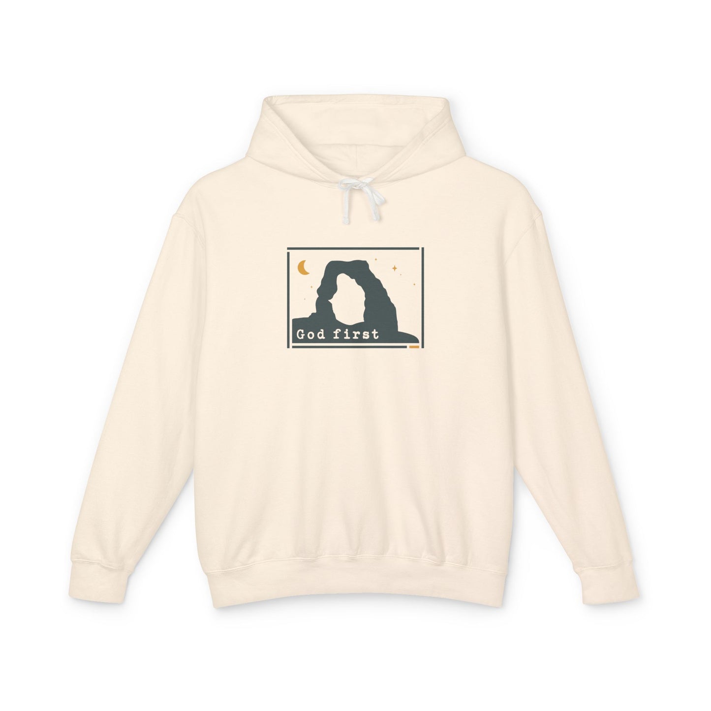 Arches National Park 'God First' Hoodie — Breathable Heirloom Knit
