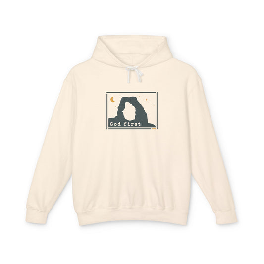 Arches National Park 'God First' Hoodie — Breathable Heirloom Knit