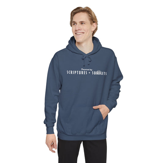 Christian Hoodie - Scriptures + Summits - Unisex Garment-Dyed Hoodie