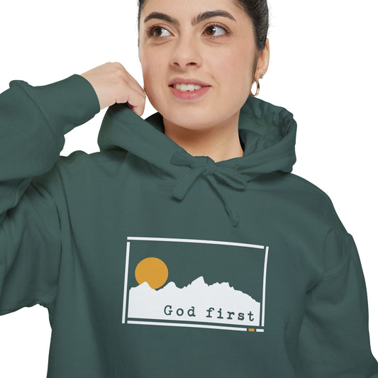 Grand Teton National Park - God First - Christian Hoodie
