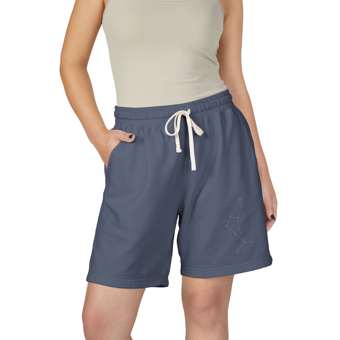 The Good Shepherd Constellation Fleece Sweat Shorts — Lightweight Garment-Dyed Lounge Shorts with Star Map