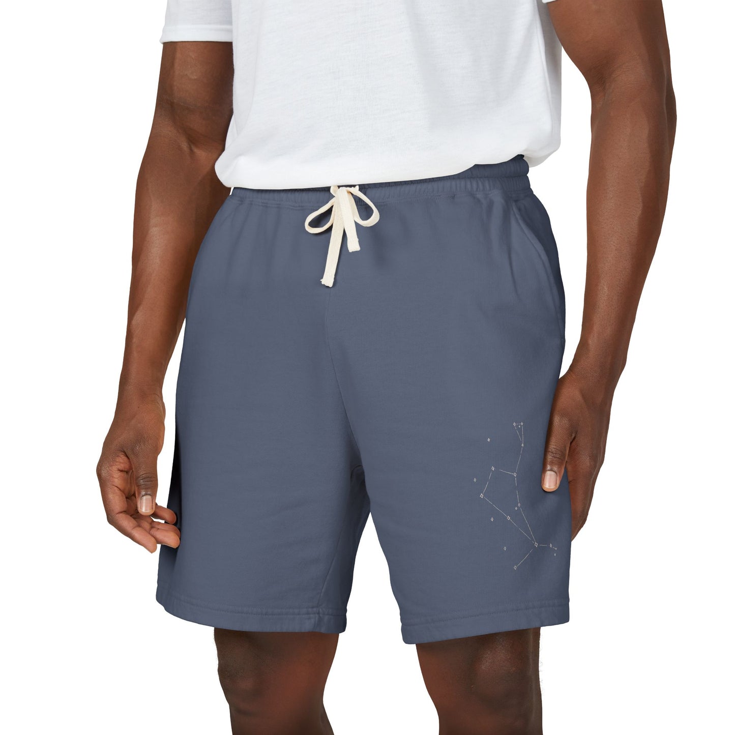 The Good Shepherd Constellation Fleece Sweat Shorts — Lightweight Garment-Dyed Lounge Shorts with Star Map