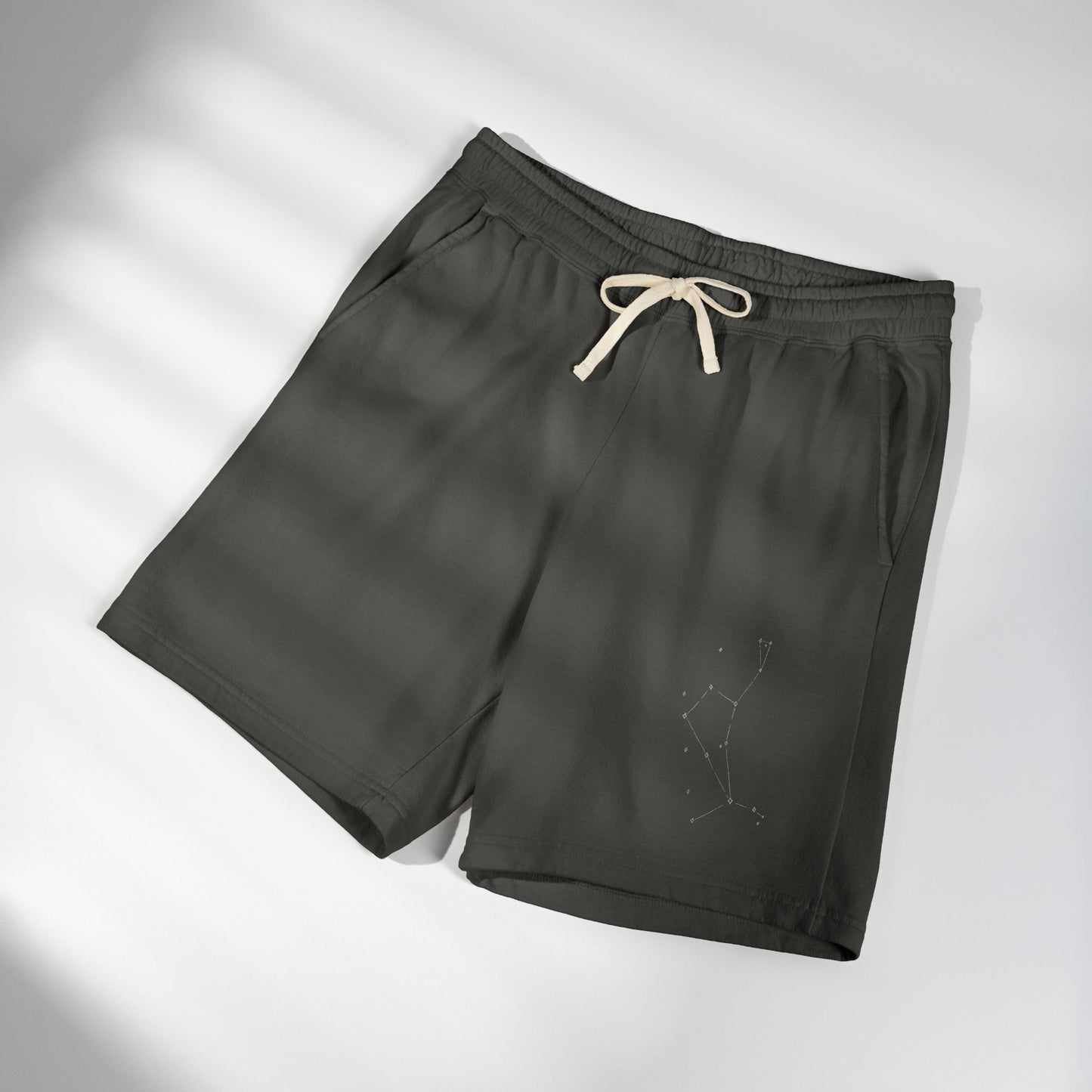The Good Shepherd Constellation Fleece Sweat Shorts — Lightweight Garment-Dyed Lounge Shorts with Star Map