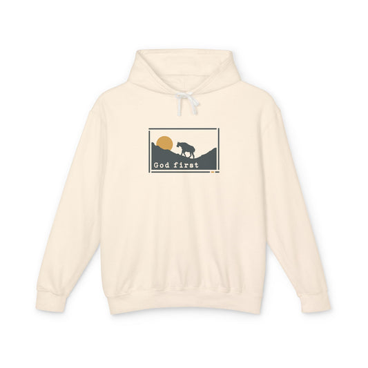 Glacier National Park 'God First' Hoodie — Breathable Heirloom Knit