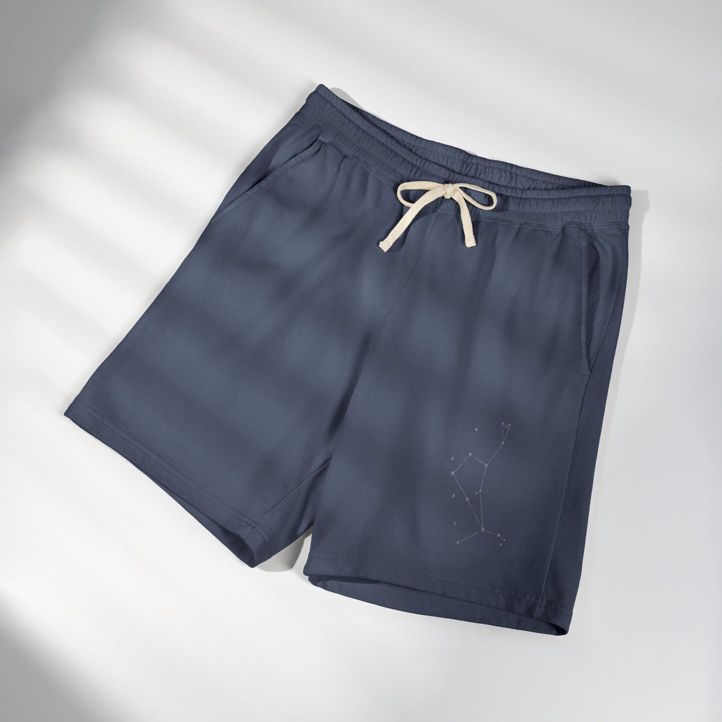 The Good Shepherd Constellation Fleece Sweat Shorts — Lightweight Garment-Dyed Lounge Shorts with Star Map