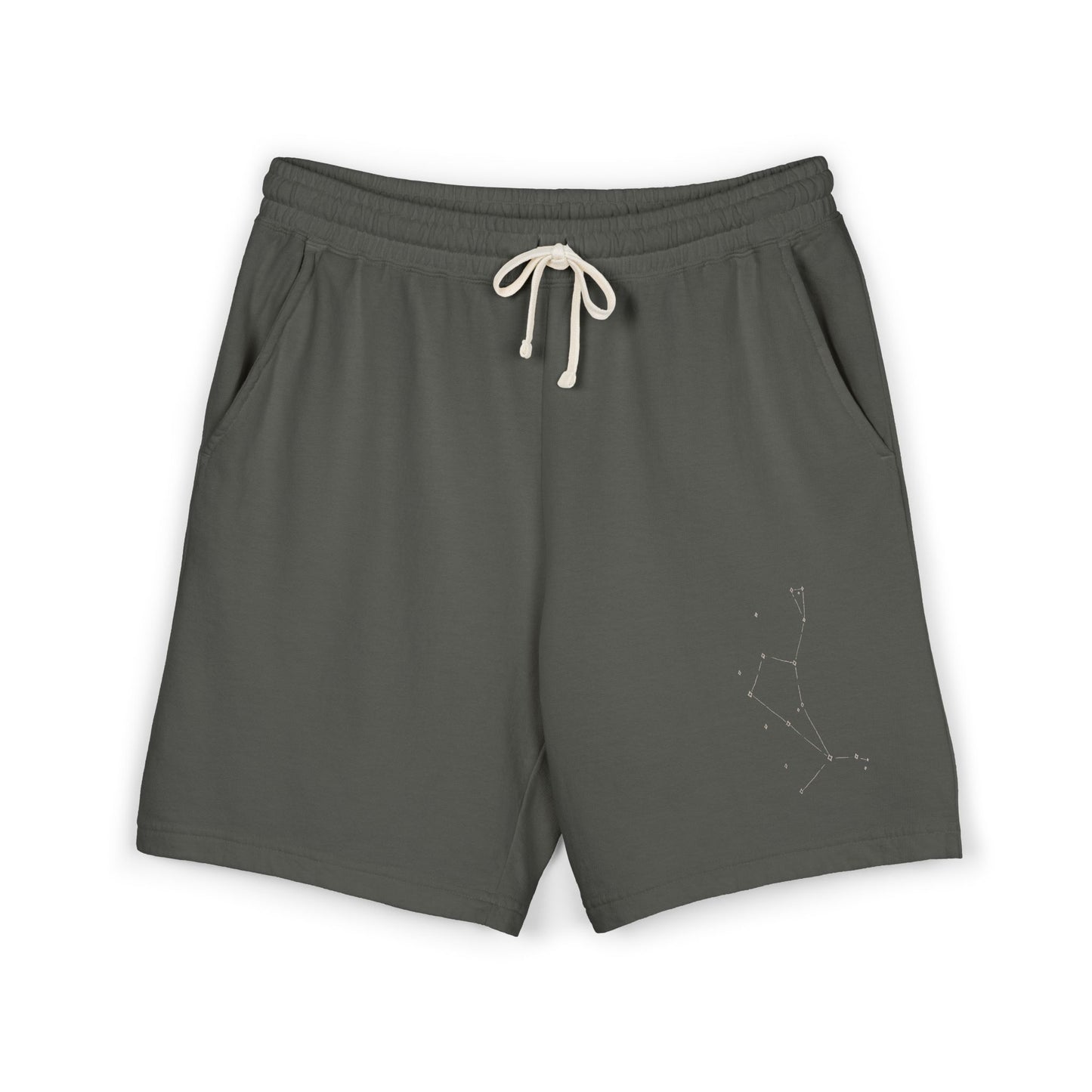 The Good Shepherd Constellation Fleece Sweat Shorts — Lightweight Garment-Dyed Lounge Shorts with Star Map